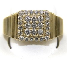Natural Round Diamond Square Cluster Men's Ring Band 14k Yellow Gold .84Ct