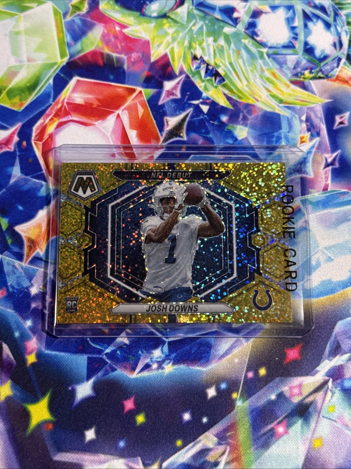 JOSH DOWNS 2023 MOSAIC NFL DEBUT ROOKIE GOLD SPARKLE PRIZM RC /24 SSP