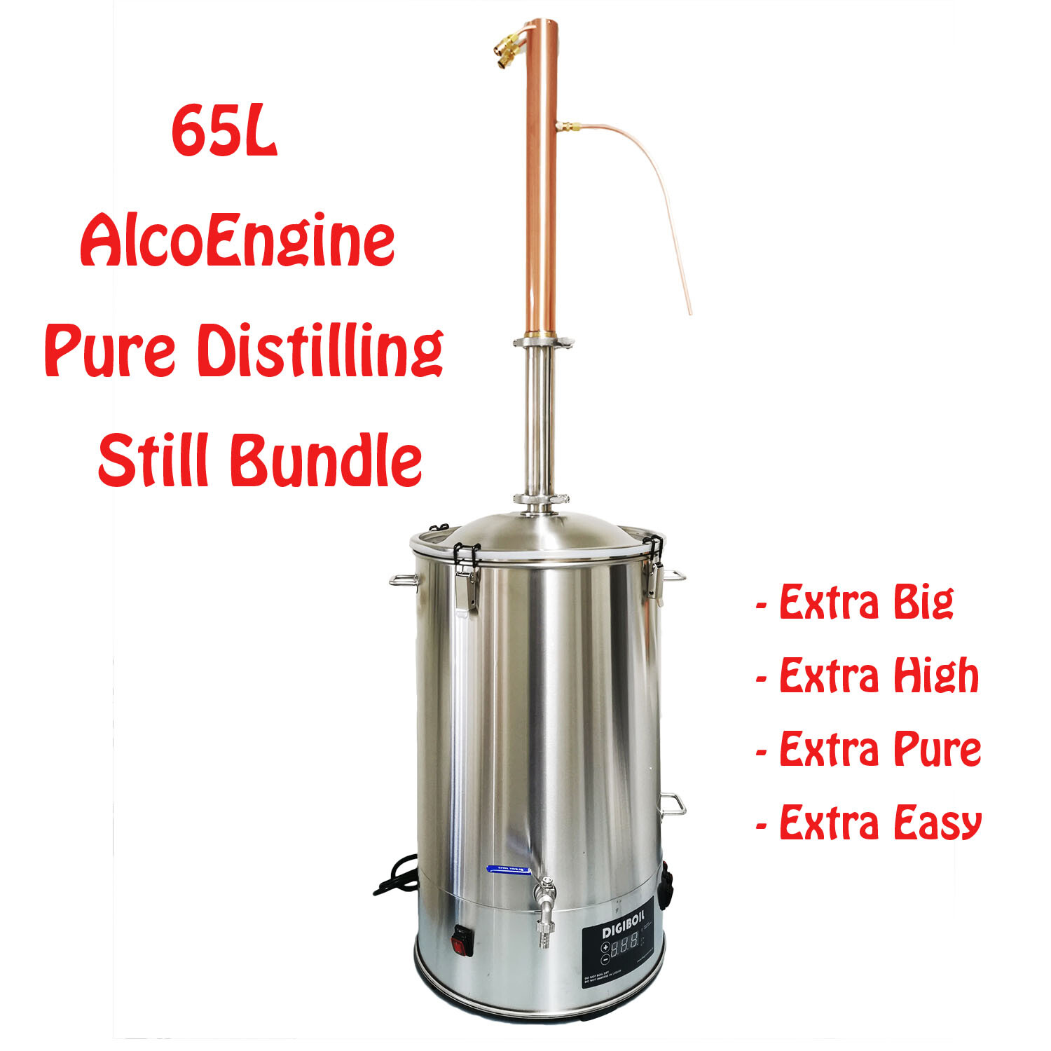 Extended Height 65L/240V/3500W AlcoEngine Pure Reflux Still Make >96% Alcohol
