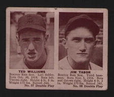 1941 Double Play R330 Ted Williams Jim Tabor #57-58 FAIR/GOOD TACK HOLE