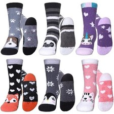 Kids Fuzzy Socks Boys Girls with Grips Non Slip Slipper Socks Cozy Fluffy Win...