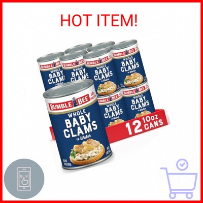 Bumble Bee Whole Baby Canned Clams, 10 oz Can (Pack of 12) - Ready to Eat - 13g