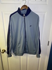 Nike Full Zip Jacket Mens Size XL Gray Navy Blue Polyester Knit Grey Tag, EUC