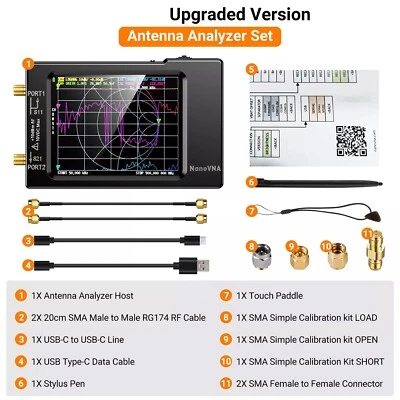 NanoVNA-H Vector Network Antenna Analyzer MF VHF UHF HF 10KHz-1.5GHz Analyzer