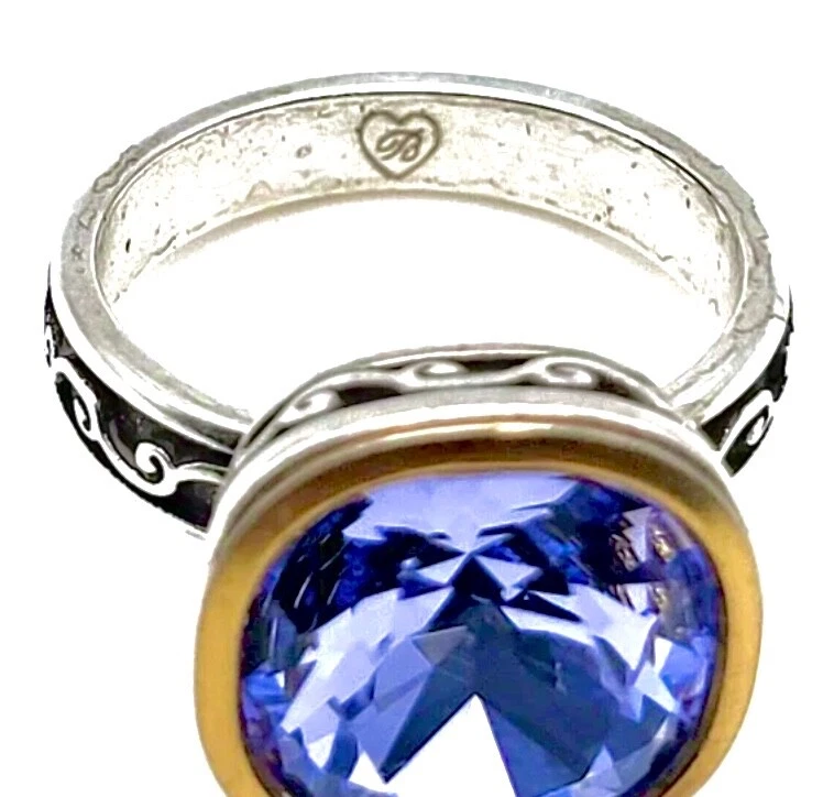 BRIGHTON VENUSIAN LAVENDER BLUE SWAROVSKI CRYS SLVR+GOLD SIZE 5.5-6 RING VG+✨VTG - Image 3 of 4