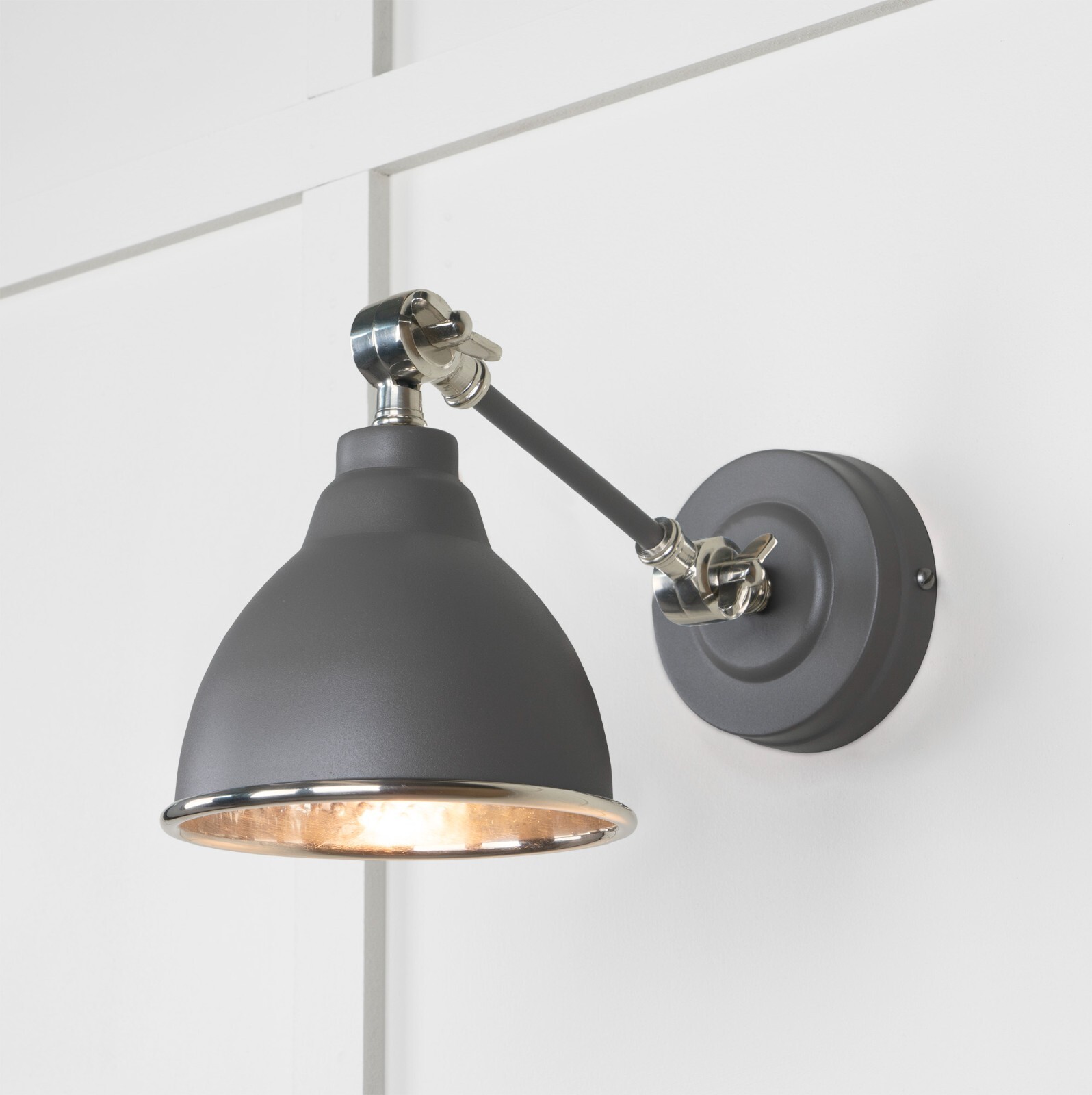 From The Anvil 49718SBL Hammered Nickel Brindley Wall Light in Bluff