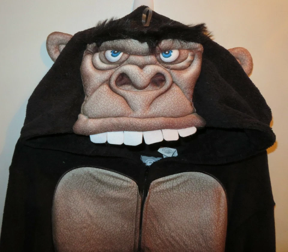 Briefly Stated Mens Med Fleece Gorilla Union Suit Hooded Pajamas Costume New WOT - Image 3 of 4