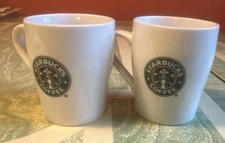 Set Of 2 - STARBUCKS Coffee Mug Cup Mermaid Logo 8 oz. White - 2007