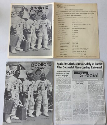 Rare Apollo 10 Space Crew Astronaut Spacecraft Command Module Mission Launch Inf