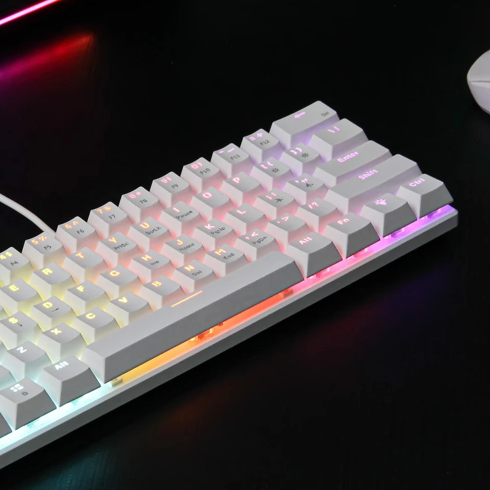 White Blue Switch 60% Mechanical Keyboard Wired 61 Keys For PC USB RGB Backlit - Image 4 of 4