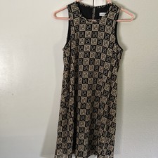 Calvin Klein Brown/Black Checkered Logo Dress Casual Sleeveless. Size 4