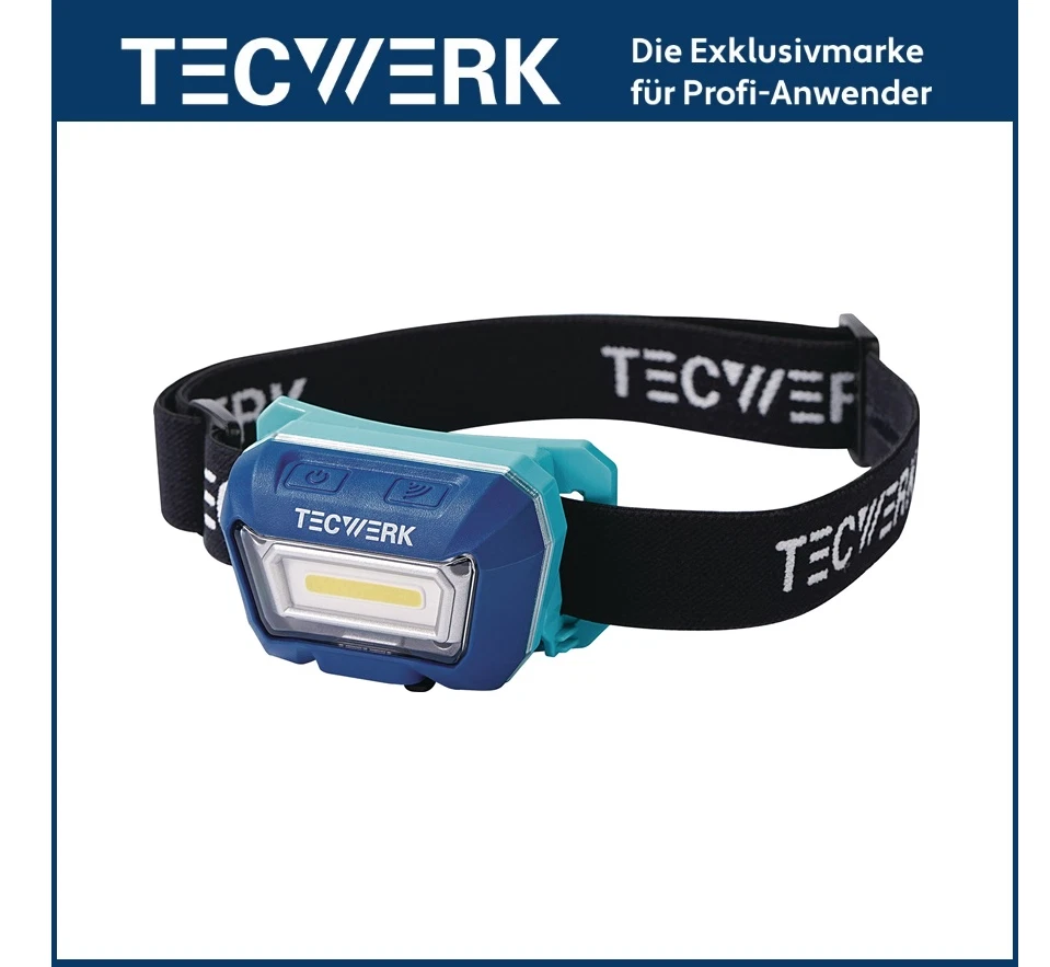 TECWERK PROMAT LED Kopfleuchte Stirnlampe Helmlampe 1600 mAh 3,8 V Li-ion
