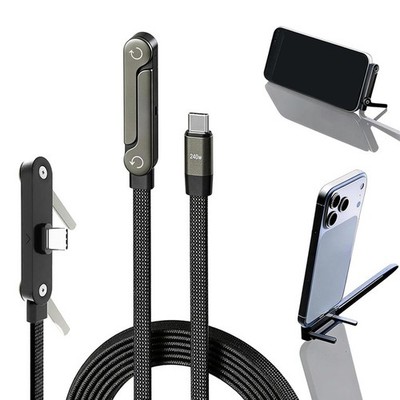 2in1 USB-C Ladekabel mit unsichtbarem Klappständer 240W 1,5m Schnellladung