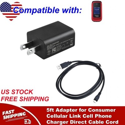 5ft Adapter for Consumer Cellular Link Cell Phone Charger Direct Cable Cord