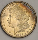 1881 S Morgan Silver Dollar UNC BU Toning Rainbow Choice Bu