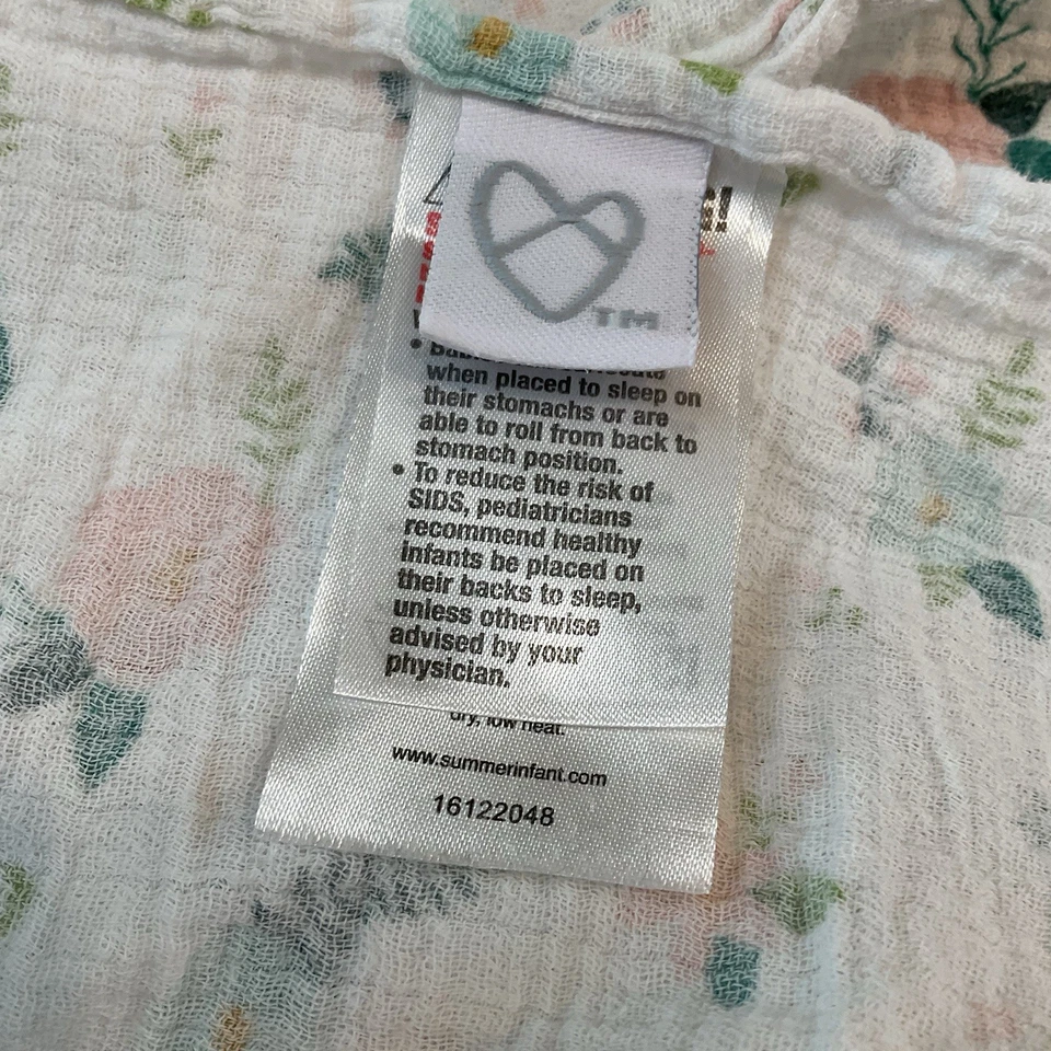 Swaddle Me Summer Baby одеяло розовый синий цветочный цветы муслин хлопок - Изображение 2 из 4