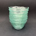 Coastal Recycled Glass Green Embossed 6” Bowl Set Of 7 Seahorse Starfish Spain