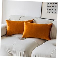 Lumbar Pillow Covers 12x20 Rust Orange Velvet 20" x 12" Pack of 2 Copper