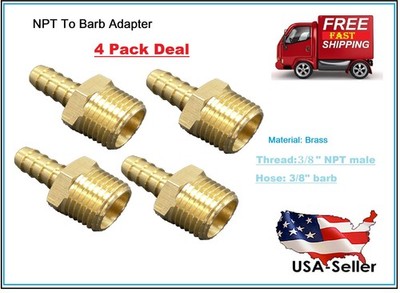 4 Pack Hex Adapter 3/8''  Male NPT to  3/8'' Hose Barb