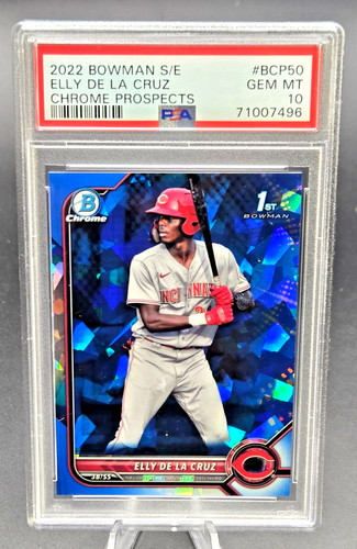 2022 Bowman Chrome Sapphire Elly De La Cruz 1st RC PSA 10 #BCP-50 INVEST! Reds!