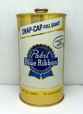 NEARLY PERFECT!! PABST BLUE RIBBON QUART BEER CAN SNAP CAP - CAP INCLUDED!!