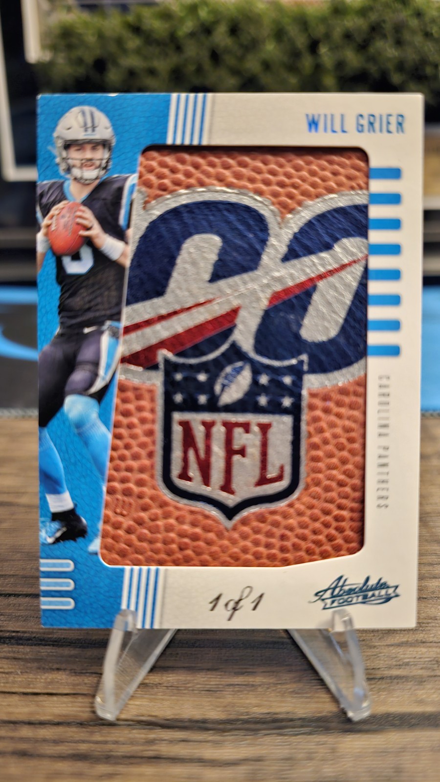 2019 Panini Absolute Will Grier 1/1 Rookie Jumbo Shield Football RC Panthers 🔥