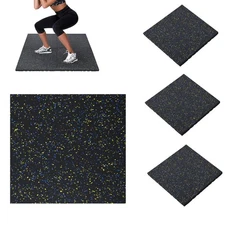 tonchean 20x20In Exercise Equipment Mats 1" Thick 4 Tiles Rubber Gym Floor Ti...