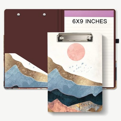Mini Clipboard Folio with Refillable Lined Notepad and Interior Storage Pocke...