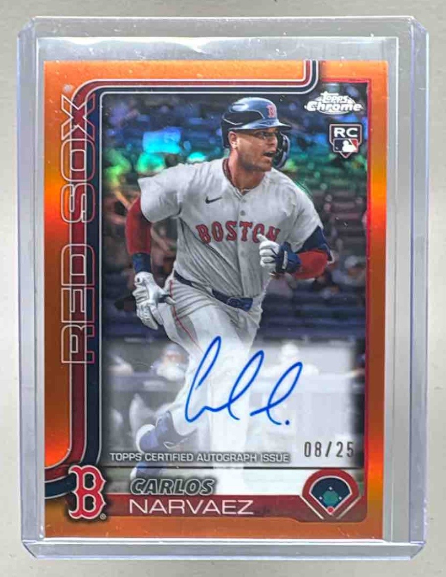 Carlos Narvaez 2025 Topps Chrome #RA-CAN Orange Refractor Rookie Auto RC 8/25