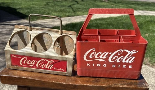 Lot Of 2 Vintage Coca Cola Aluminum & Plastic 6 Pack Carriers Caddy’s