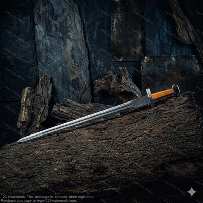 Damascus Crusader Swords w Scabbard Gothic Medieval Viking Scandinavian Blades
