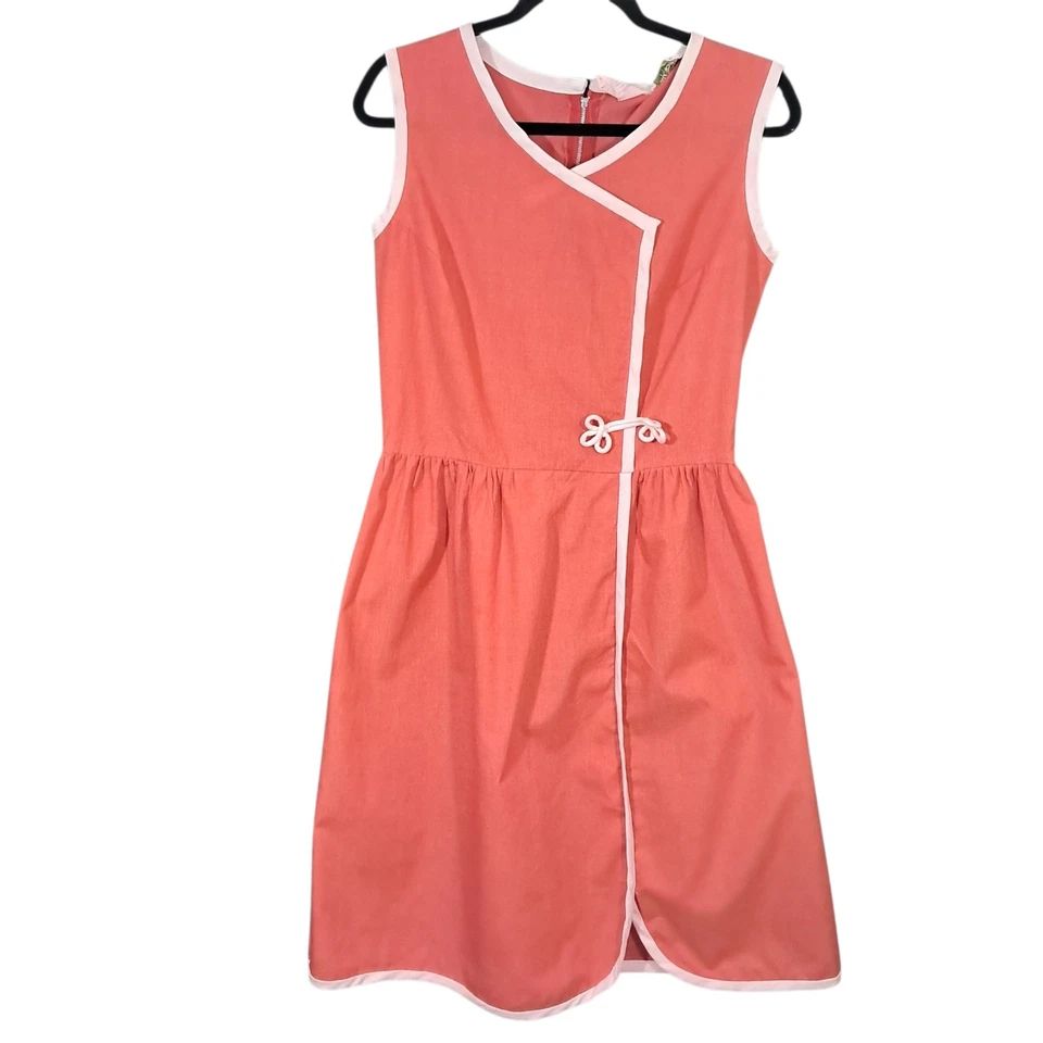 Vestido de loja vintage anos 50 alto ampulheta coral feito em união rockability retrô médio - Imagem 2 de 4