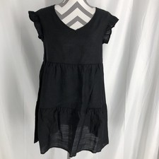 Ces Femme a line dress Black V Neck Flutter Sleeve Small