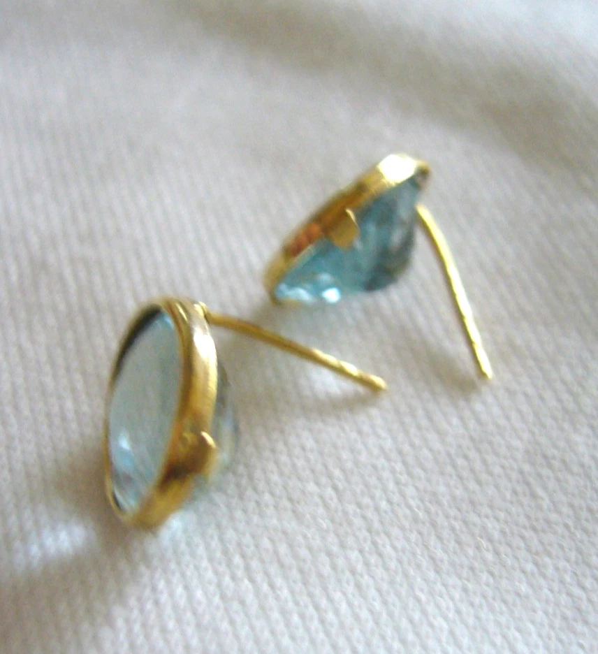 Große blaue Ohrringe/ Stecker gold 333, Tansanit, Blautopas, Aquamarin Saphir? - Bild 4 von 4