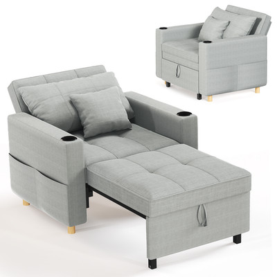 Sleeper Chair 38'' Extra Wide Convertible Chair Bed 3-in-1 Pull Out Single Sofa