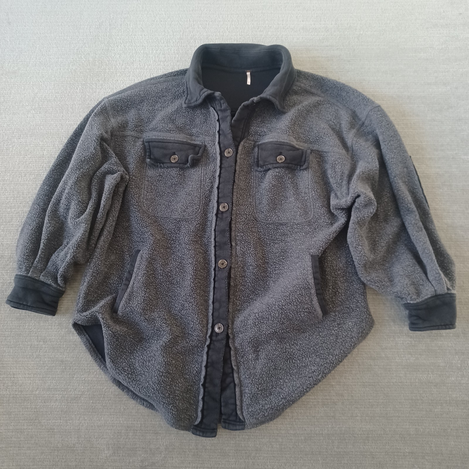 Free People Button Down Jacket Ruby Fleece Shacke… - image 1