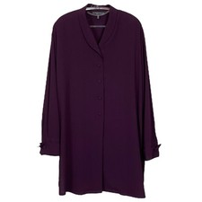 Vtg Louis Feraud Collared Buttoned Long Sleeve Top Deep Purple Size US 4