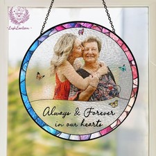 Custom Photo Memorial Glass Suncatcher Loss of Mom or Dad Sympathy Gift