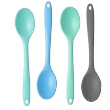 Cucharas peque as de silicona para comer, cucharas antiadherentes para mezclar