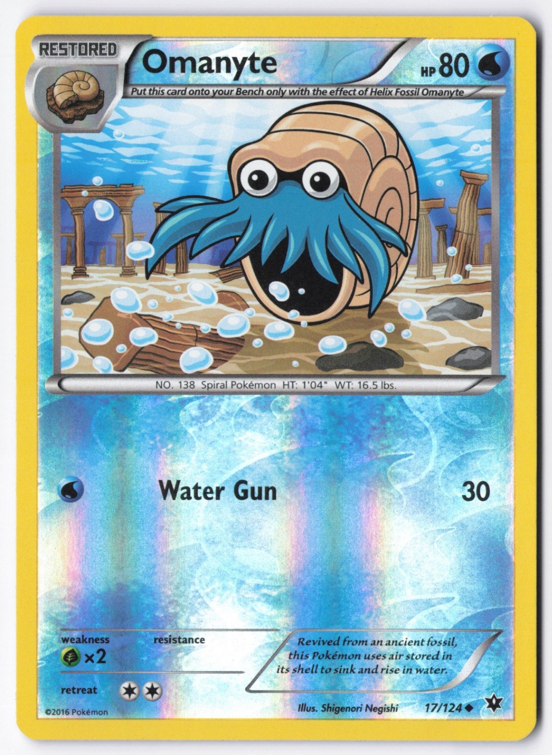 Omanyte Reverse Holo Uncommon XY - Fates Collide 17/124 NM