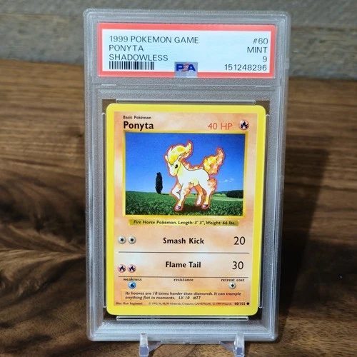 1999 POKEMON BASE SET SHADOWLESS #60 PONYTA PSA 9