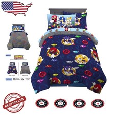 Sonic The Hedgehog Twin 5pc Bedding Set - Super Soft Microfiber Comforter