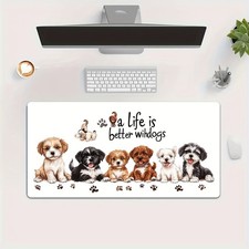 1pc Large Cute Puppy Gaming Mouse Pad with Non-Slip Rubber Base  Thick Desk M