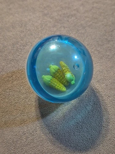 Rolling Ball Blue Clear With Corn On The Cob Inside Hard Plastic