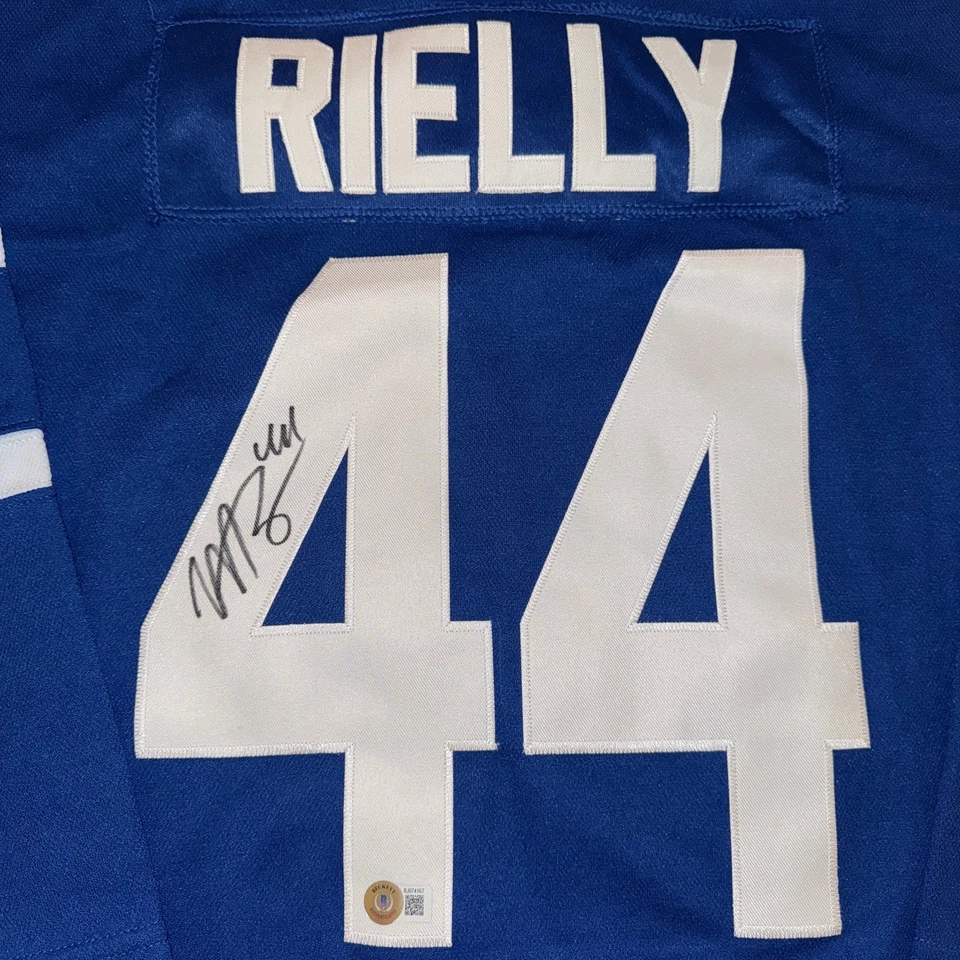 JERSEY FIRMADO/AUTOGRAFIADO DE MORGAN RIELLY TORONTO HOJAS DE ARCE BECKETT CERTIFICADO DE AUTENTICIDAD!! Foto 2 de 4
