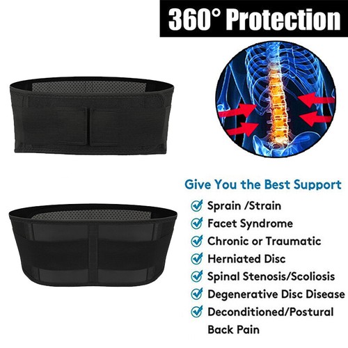 Men Magnetic Heat Lower Back Support Pain Relief Lumbar Brace Belt Strap Posture - Picture 8 of 13