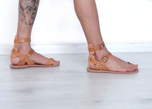 mens genuine leather toe ring gladiator sandals Roman Greek casual dress sandals - Picture 6 of 10