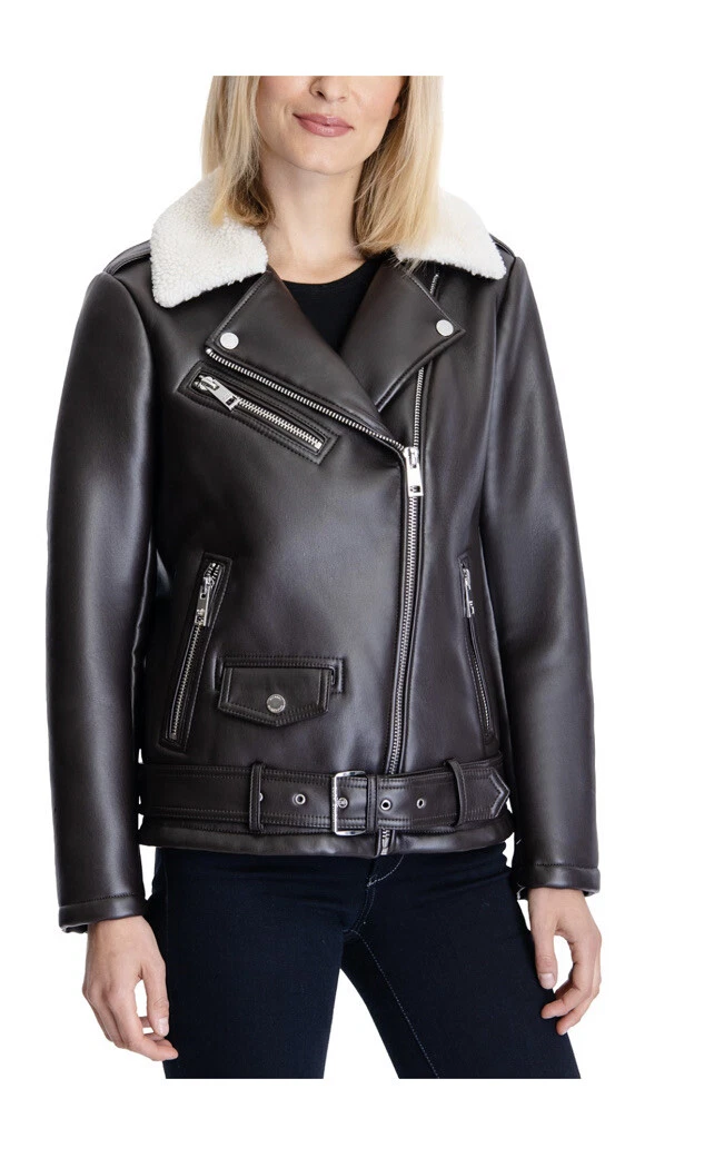Michael kors faux leather moto jacket sale