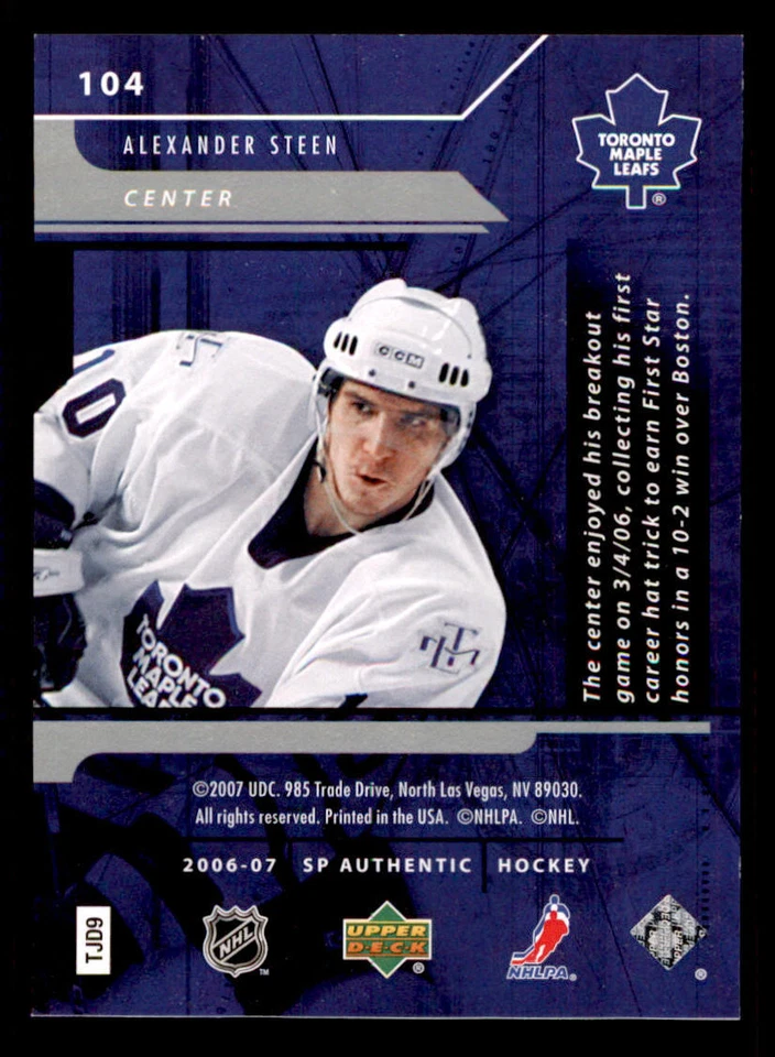2006-07 SP Authentic #104 Alexander Steen N /999 - Image 2 of 2