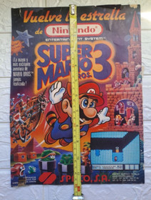 PUBLICIDAD P&Oacute;STER SUPER MARIO BROS 3 NINTENDO NES A&Ntilde;O 91 33 cm largo x 22 ancho